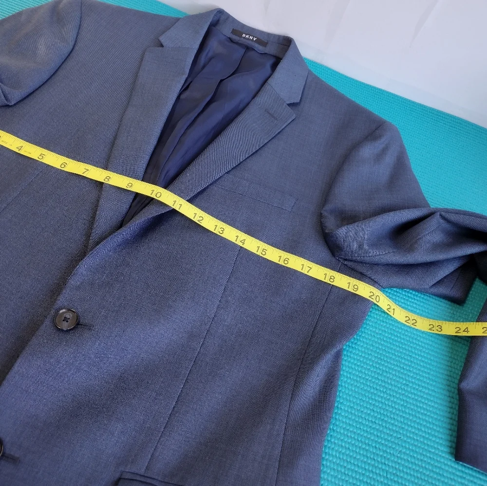 Dkny Men's 100% Wool Natural Stretch Suit Jacket Blue Size 40L